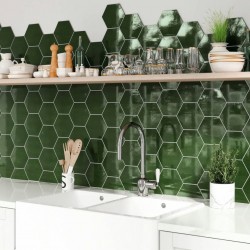 azulejo hexagonal baño Verde