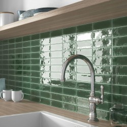 Azulejos tipo metro cocina verde