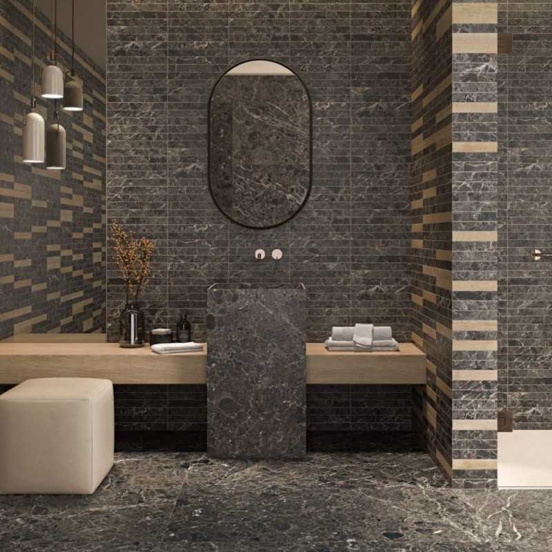Azulejo Para Baño marrón Tipo Metro - Brick Capri Black 35×35-Azulejo Revestimiento-Mis Azulejos 