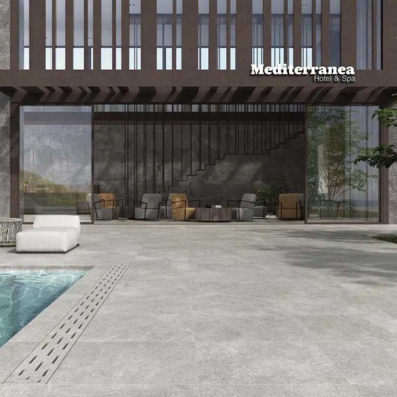 Porcelánico Exterior Antideslizante Arenite Grey 100x100 Rect-Azulejo Imitacion Cemento-Mis Azulejos 
