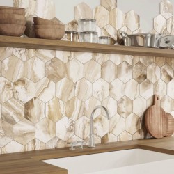 Azulejos Hexagonales Pared-Selleny Beige-Azulejos Decorativos Para Paredes-Mis Azulejos 