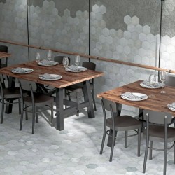 Porcelanato Hexagonal Desgastado En Gris mis azulejos