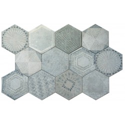 Porcelanato Hexagonal Desgastado En Gris-Gossel Grey Decor-Azulejos Decorativos Para Paredes-Mis Azulejos 