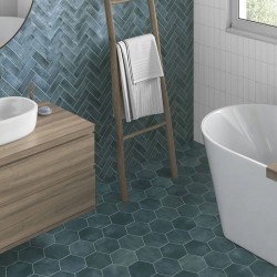 Porcelanato Hexagonal Color Azul-Denia Blue EN TINEDA DE MIS AZULEJOS