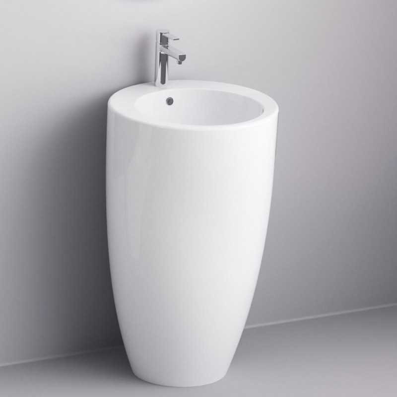 Lavabo De Pie Bolonia-Banco y Negro Brillo-Lavabos-Mis Azulejos 