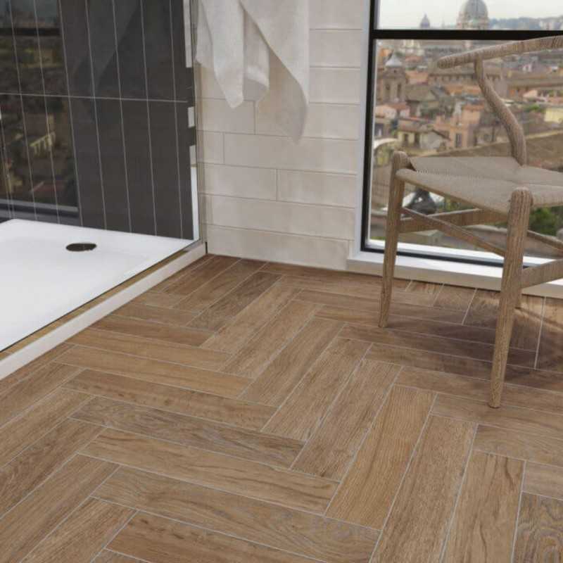 Azulejos Para Baños Pequeños En Porcelanico efecto Madera Espiga  -9.9x49.2-Inicio-Mis Azulejos 