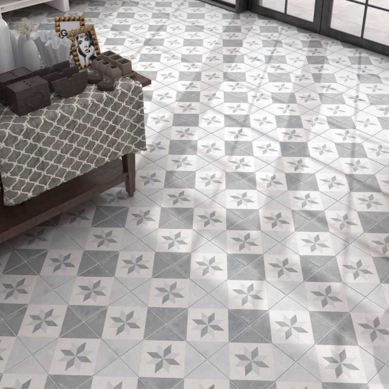 Azulejo Imitación Mosaico Porcelánico para Suelo o Pared - Toulouse-Azulejo Hidraulico-Mis Azulejos 