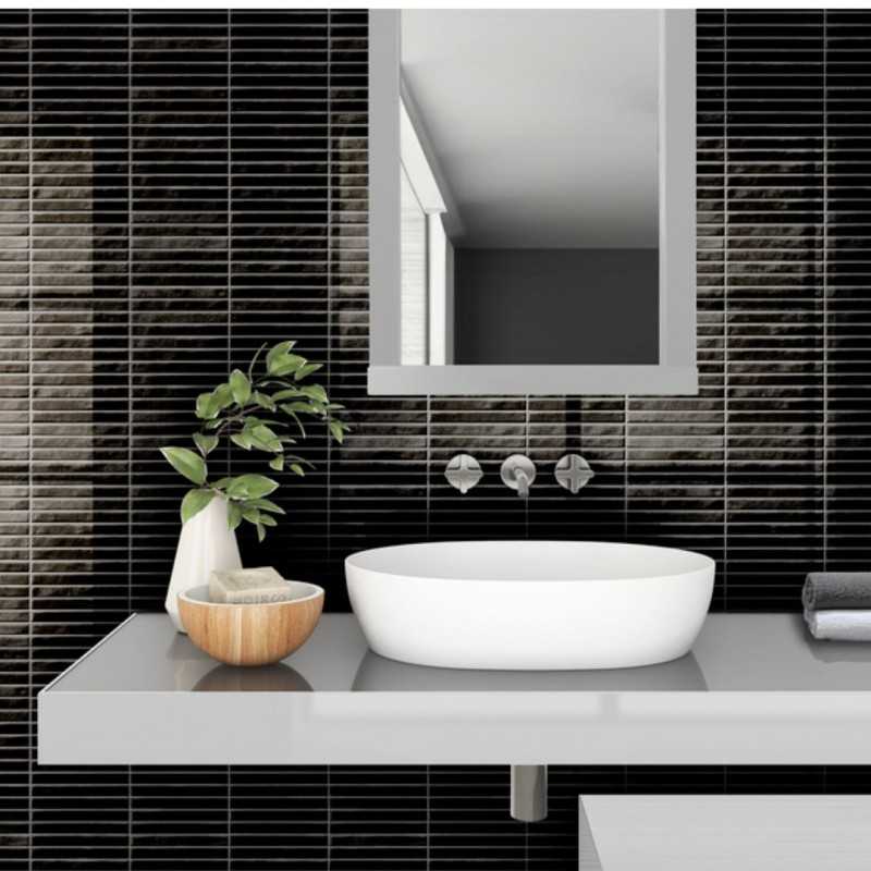 Azulejo Pequeño Negro Baño - Kromo Black 35×35-Azulejo Revestimiento-Mis Azulejos 