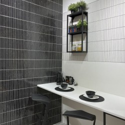 Azulejo Pequeño Negro Baño - Kromo Black 35×35-Azulejo Revestimiento-Mis Azulejos 