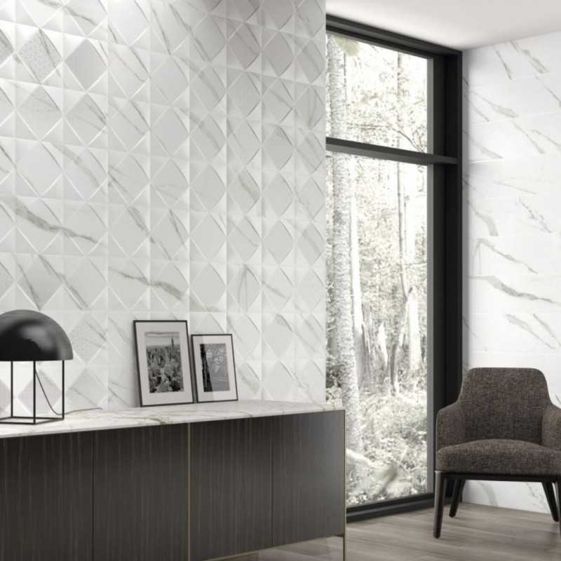 Azulejos Para Salón Moderno Efecto Marmol Blanco Satinado 20x60-Inicio-Mis Azulejos 