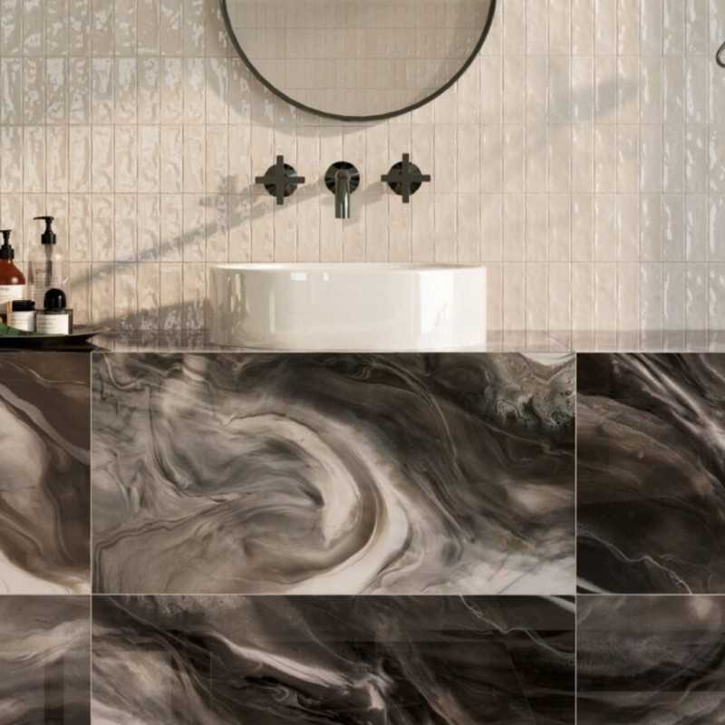 Azulejos Baño Watercolor Grey En  Imitacion Marmol 60x120 Puildo-Inicio-Mis Azulejos 