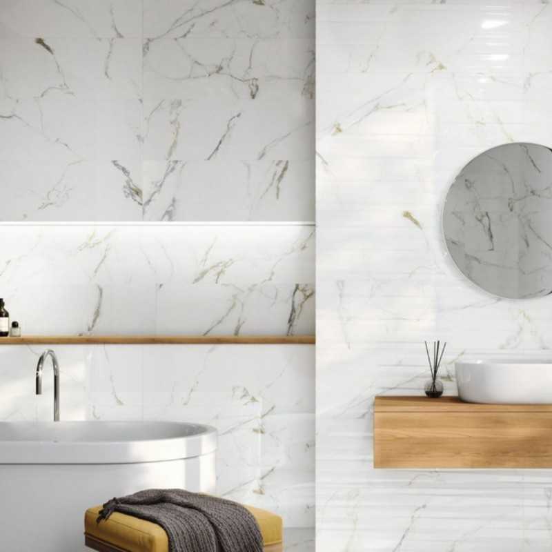 Azulejo  Blanco Decorativo Para Baño - Poligon Alps-Azulejos Cocina-Mis Azulejos 