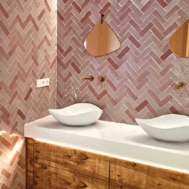 Azulejos Hechos A Mano Para Bano | Zellige 5x15x1 Cm Pink-Inicio-Mis Azulejos 
