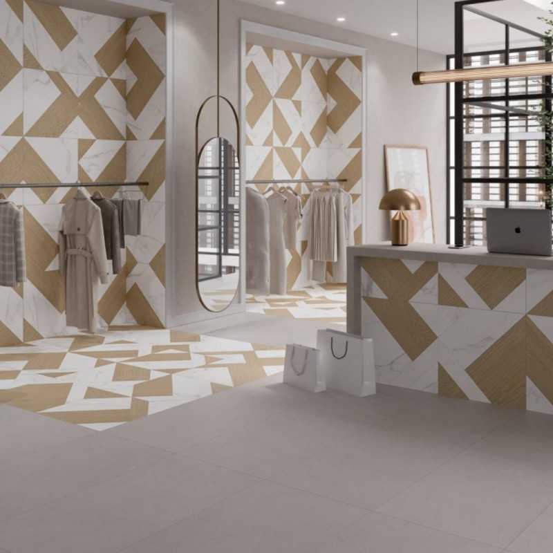 Baldosas Porcelanicas Calacatta White Deco 60x120 Mate-Azulejo Suelo-Mis Azulejos 