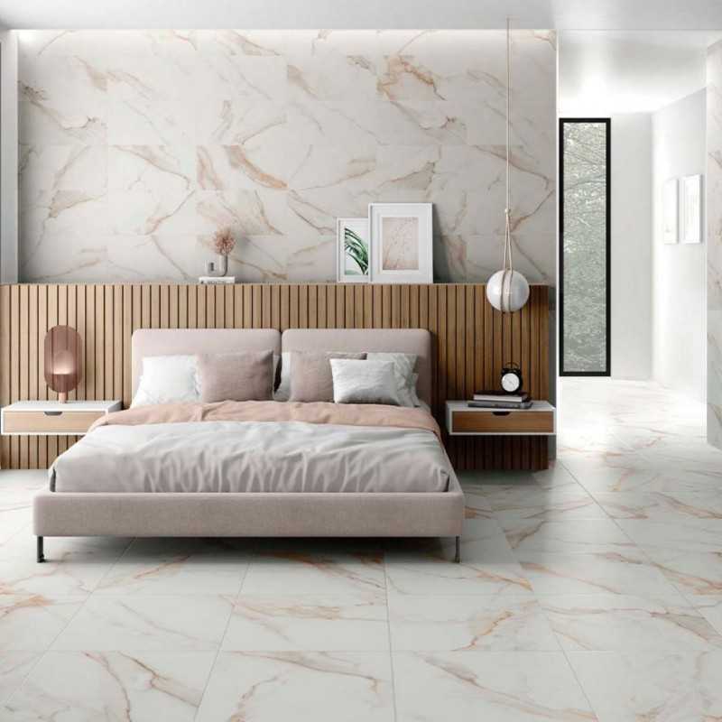 Piso efecto mármol satinado 75x150 cm | Porcelánico gran formato-Azulejo Imitación Marmol-Mis Azulejos 