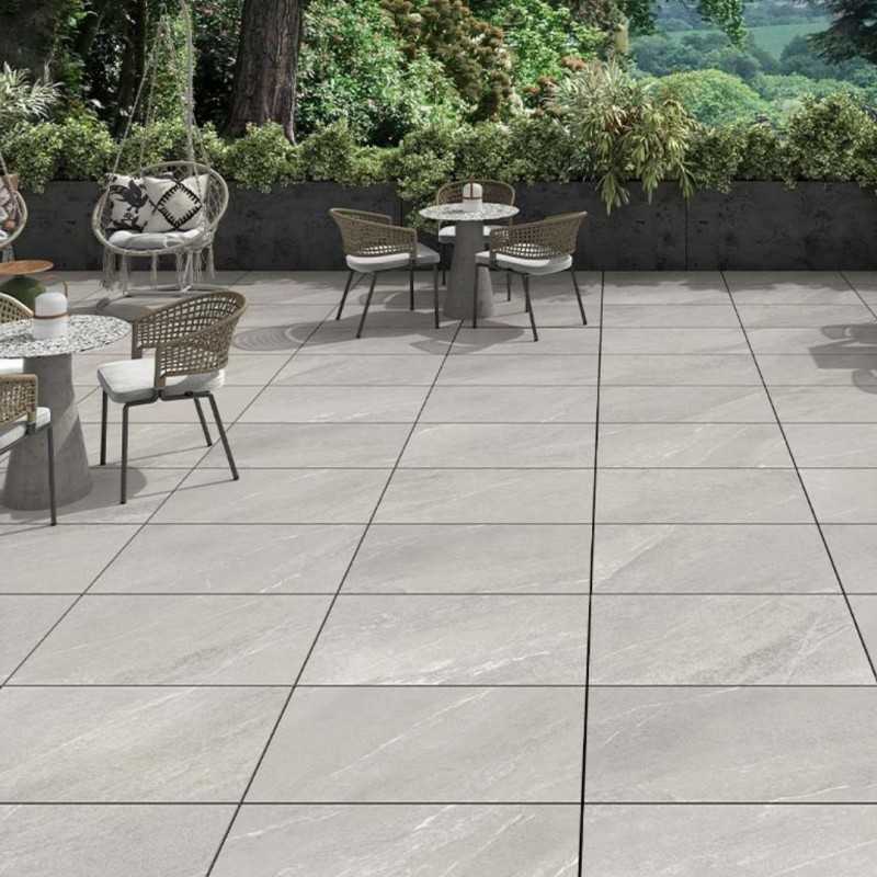 Pavimento porcelánico efecto piedra gris 75x75 garaje-Azulejo Suelo-Mis Azulejos 