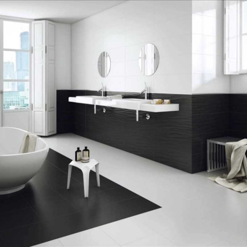 Azulejos baño silk mate – blanco y negro | 1ª calidad (33,3 × 33,3 cm)-Azulejos Pequeños-Mis Azulejos 