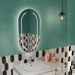Espejo LED ENNIO 80x45 cm Ovalado con Antivaho y Luz Regulable-Inicio-Mis Azulejos 